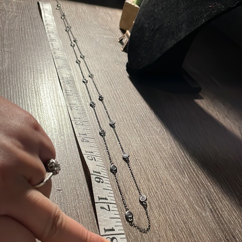 DP black tone with crystals long necklace. - Picture 3 of 5